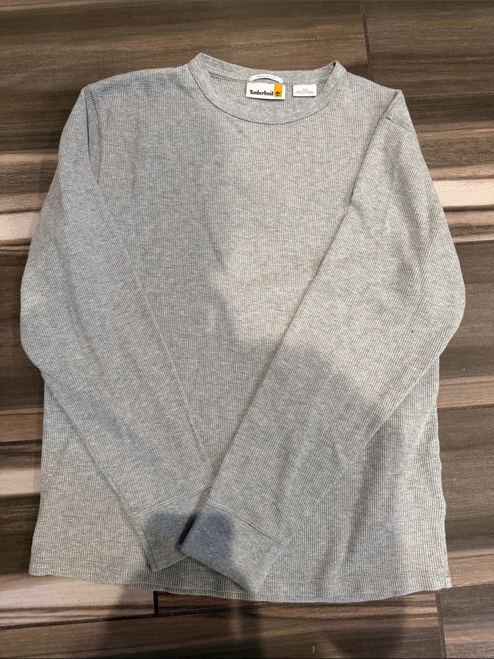 Timberland Men's Long-Sleeve Waffle Knit Crew โ Light Gray